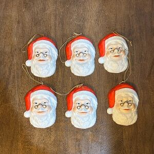 Enesco Santa Claus 1989 Vintage Porcelain Holiday Ornaments Set of 6